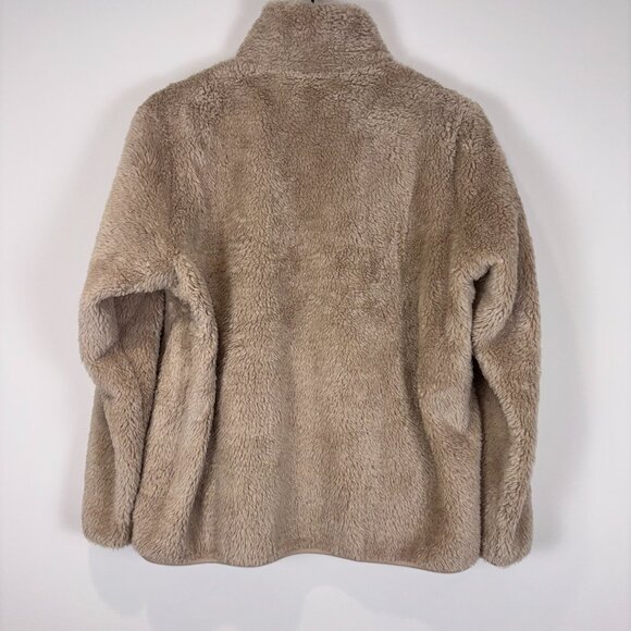 NWT Uniqlo Women’s Fluffy Yarn Fleece Full-Zip Jacket Beige Teddy Coat Large - Picture 3 of 11
